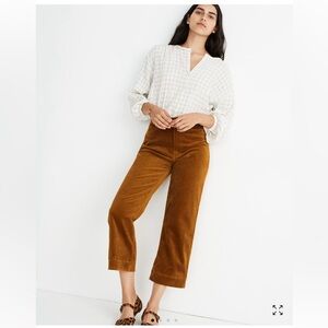Madewell Slim Emmett Wide-Leg Crop Pants Corduroy Edition in Antique Gold